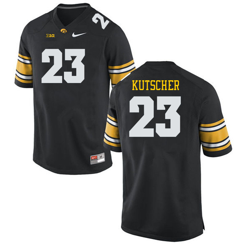 Men #23 Austin Kutscher Iowa Hawkeyes College Football Jerseys Stitched-Black - Click Image to Close